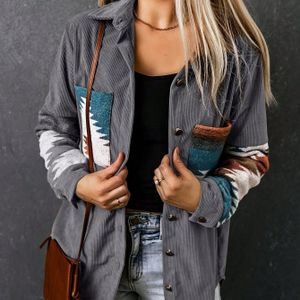 Elegante kleur kraagoverhemd Jas - Lange mouw polyester geweven vrouwen casual blazer met kleur matching zakken