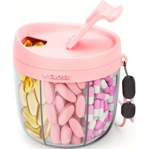 Portable Pillendispenser , Organizer met 7 Vakken, Ruimte voor Veel Supplementen & Anti-Meng Ontwerp, Gemakkelijk Medicijnen te Halen