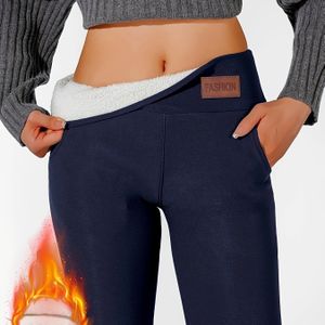 1 Paar Dames Hoge Taille Thermische Lange Broek, Elastisch Warm met Stretch Tailledetail, Kleur, Stof, Herfst/Winter Collectie