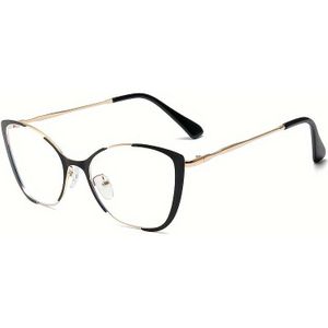 Een paar stijlvolle metalen cat-eye brillen voor dames, perfect als Y2K festivalaccessoires.