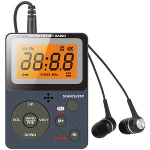 Drabare Digitaal Radio FM/AM 2-Band Stereo Ontvanger met LCD-Scherm, Koptelefoonaansluiting & 2x AAA Batterijen - Compact Zakontwerp voor Reizen, Thuis, Woon-werkverkeer