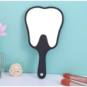 Chic Tooth-shaped Handheld Mirror - High , White Makeup Mirror With Handle For Vanity Use, Vanity Mirror