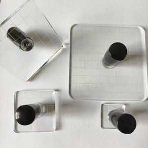 4 stuks Transparante Stempelaccessoires van Acryl met Vierkant Lijnpatroon