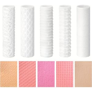 Polymeerklei Textuurroller Oorbelmaker Gereedschap voor het Maken van Textuurvellen Compatibel met Klei Snijders 5 Kleine Ontwerprollers Wit