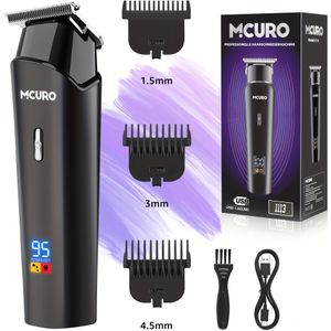 Professionele tondeuse & baardtrimmer set, USB oplaadbare 1800mAh batterij met LCD display, geluidsarme tondeuse voor salon en thuisgebruik