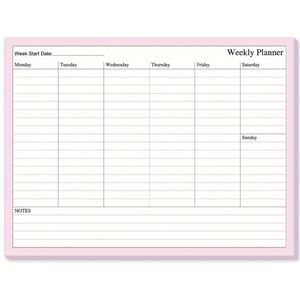 Bubu Weekly Planner Pad - 100gsm Tear-resistant Paper, Pink Spiral Bound Notebook For Students, Teachers & Adults, Daily With Weekly
