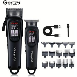 Professionele Heren Haartrimmer, Draadloze Verstelbare Multifunctionele 2-in-1 Haarknipper Set voor Baard en Lichaamshaar, 5 Snelheden Instelling, Inclusief 15 Kammen en Andere Gereedschappen