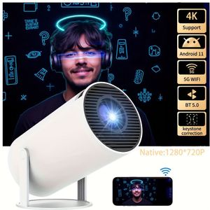 Projector met WiFi en draadloos, 4K-ondersteuning, Slimme Draagbare Projector, Auto Keystone, Air Mouse Afstandsbediening, Spraakbesturing, 180 Graden Rotatie, Thuisvideo Projector 11