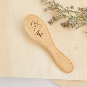 1pc Custom Engraved Wood Hairbrush With Goat Hair Bristles, Personalized , Ideal For Normal Hair Style, Shower & Gift