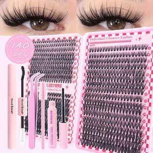 740pcs/280pcs Nepwimpers 304050D Capaciteit Wimperboek Set met Lijm, Borstel, Pincet en Verwijderingsvloeistof Transplantatiegereedschap