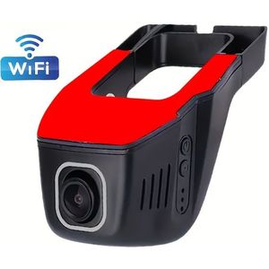 Wi-Fi Auto Dashcam met 170° Breedhoekfotografie, Super Nachtzicht voor WDR, 24-Uurs Parkeermonitoring, Lusopname, , Compatibel met Alle Voertuigen, Zonder Batterij