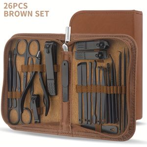 26-delige Professionele Nagelknipper Pedicureschaar Set RVS Draagbare Manicure Gereedschapset