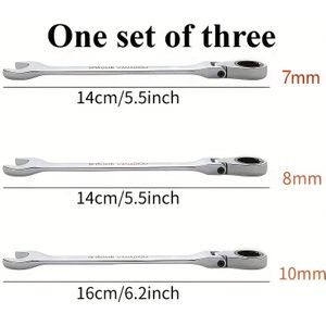 1 Set Belastbaar 72-Tand Chroom Vanadium Staal Live Head Ratelsleutel Set met 180° Draaibare Kop, Verstelbare Monteursleutel Kit voor Autoreparatie, Motorfiets, Auto Onderhoud (Compatibel)