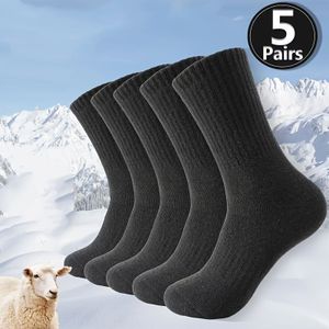 5 paar winterdikke sokken voor dames - vochtbestendig, warmtebehoud, kleuren (/zwart/grijs/azuur) - ideaal voor koude weersomstandigheden, handwas/droogreiniging, comfortabele binnenzijde