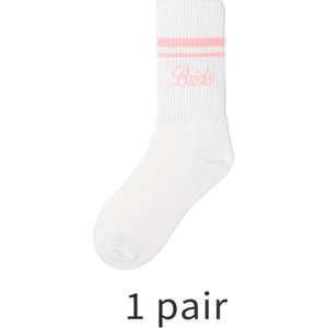 Bruidssokken met Glitter "Bride" Lettering & Gouden Zijstrepen - Zachte, Wasbare Bruidsfeestsokken voor Bruiloften, Bachelorette Feestjes en Foto Props - Cadeaus voor Vrouwen en Bruidsmeisjes