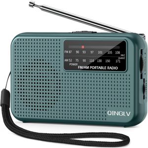 Draagbare Mini Radio met Telescopische Antenne & Koptelefoonaansluiting - AM/FM, Werkt op 2AA Batterijen (AA Batterijen Niet Inbegrepen), Heldere Geluidskwaliteit, Goede Ontvangst
