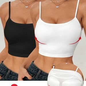 Damesmode Kleur Sexy Rugloze Eendraad Multifunctionele Mouwloze Vest met Ingebouwde Set