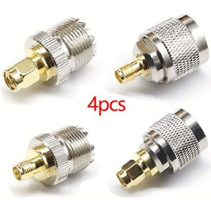 4pcs Sma/bnc To Uhf Rf Coaxial Extension Adapter Kit, Includes Sma To Pl259 Uhf Vhf Crimp Connectors, Suitable For Handheld Ham Radio /ham Radios