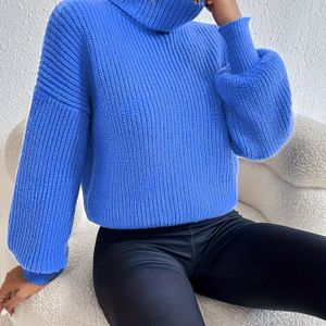 Elegante Dames Hoge-Hals Trui - Veelzijdig & Stijlvol, Perfect voor Herfst & Winter