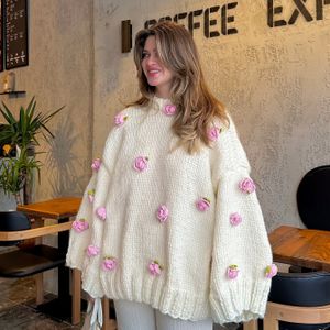 Dames Herfsttrui, Modieuze Handgemaakte Gehaakt Brei Cardigan voor Vrouwen, Winter Pullover Oversized Jas Top