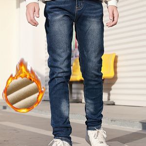 Heavy-Duty Winter Stretch Broek met Knoopsluiting - Rechte Pijp Casual voor Binnen & Buiten, Wasmachinebestendige Koudeweer Kinderbroek