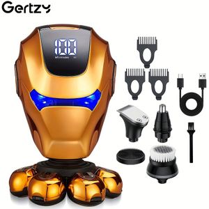 De Verzorgingsset voor Kale Mannen: Elektrische Scheerapparaat met Roterende Messen, Tondeuse, Neustrimmer, Borstel & Massager - Draadloos & Oplaadbaar, Vaderdagcadeau