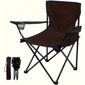 Large Portable Camping Chair For Adults - Folding Design With Storage Bag And Cup Holder, Ideal For Outdoor Fishing, Hiking, Traveling, Picnics, Beach