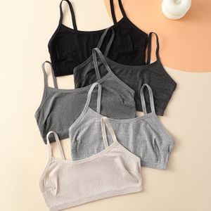 5-delige Dames Strapless Camisole Tops - Kleur Rugloze Mouwloze Blouses, Zonder Vulling, Zachte Rekbare Basislaag Shirts voor Gym, Strandkleding, Jurken (Ademende Kleur Essentials)