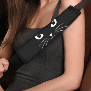 1pc Universal Black Cat Seat Belt Cover Soft, Protective Car Shoulder Pad, Easy Clean, Stylish Safety Accessory For Car Accessories, Travel Bag & Backpack Shoulder Pad