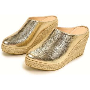 Espadrille-sleehaksandalen Voor Dames, Mode-slip-on-backless Hakken Met Gesloten , Comfortabele Party-zomervakantie-sandalen