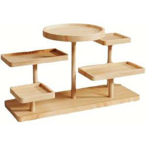 Houten displaystandaard met meerdere niveaus en uniek trapsgewijs ontwerp - Perfect voor het organiseren van cosmetica, make-up producten & accessoires, ideaal voor kaptafels, kleedkamers
