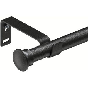 Adjustable Curtain Rod For Windows 30" To 87", 5/8 Inch Metal Rod With Bracket, Small Window Curtain Rod, Modern Minimalist Decor Style, Matte Black