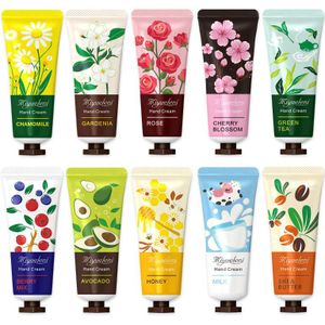 10-delige Bloemen- en Fruitserie Handcrème Set, Perfect voor Droge en Gebarsten Handen, Ideaal voor Vrouwen