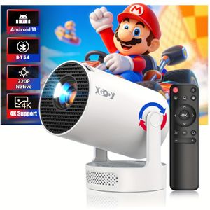 XGODY Mini WiFi Home Theater Projector, 255ANSI Native 720P, Ondersteunt 4K, 11, Automatische Correctie, 180 Graden Draaibare Standaard, Kantoor Bioscoop & Buitenprojector