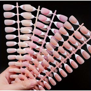 150 stuks/zak Mix Nude Roze Kleur Druk Op Nagel Tips | Rand, Amandelvormig, , ABS Materiaal, 5 Kleuren Beschikbaar