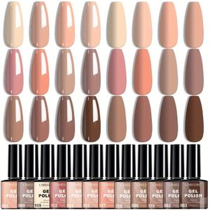 12 stuks Gel Nagellak, Nieuwe Trend Herfst Melkthee Bruine Set, Hoogverzadiging LED Kleur Gel Sterke en Langdurige Manicure Gel voor Salon DIY Nail Art Essentieel Cadeau voor Vrouwen