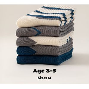 5 Paar Jongens Sokken – Cartoon Beer Design, Zacht & Ademend, Wasmachinebestendig, Ideaal voor Casual Kleding