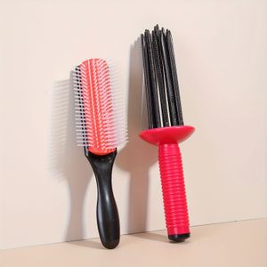 2-delige set krullende haarstijlkam, 9-rij kam, geschikt voor golvend en gekruld haar, haargereedschap, hoofdhuidmassage, ideaal voor gebruik tijdens het