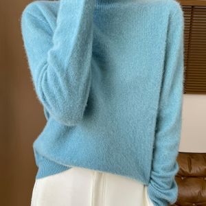 Dames 100% Schapenwollen Trui - Kleur Ronde Hals Lange Mouwen H-Lijn Losse Pasvorm Wintertruien Geschikt voor Herfst/Winter, Handwasbaar Warme Casual Trui voor Laagjes, Kantoor & Casual Kleding