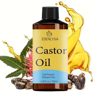 EDENLYSIA Koudgeperste Castorolie - 3.38fl oz, 24 Wegwerp Patches voor Taille, Nek, Navel & Hele Lichaam, Massageolie voor Mannen & Vrouwen, Ongeparfumeerd, Alcoholvrij
