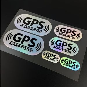6pcs/1 Set Reflective Laser Gps Alarm System Car Stickers Waterproof Diy Car Window Side Rear Windshield Sunshade Decorative Vinyl Stickers