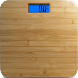 Extra-Hoge Capaciteit Bamboe Digitale Badweegschaal - Houtgevoel, Lichaamsgewicht Meting, AAA Batterij Aangedreven (Batterijen Niet Inbegrepen)