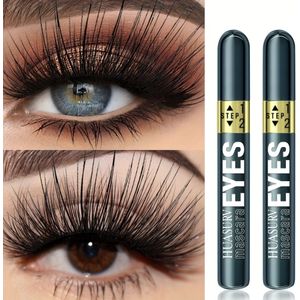 2 stuks HUASURV Mascara met dubbele - Natuurlijke lengte, verdikking en krul, 2-in-1 multi-effect formule, vlekbestendig, langdurige make-up voor beginners, blauwe , HS4130
