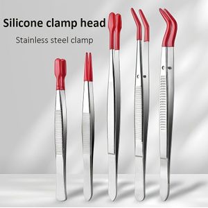 Hoogwaardige Roestvrijstalen Pincetten met Plastic Coating voor Hulp bij Wimperverlenging, Muntenclips, Stempelclips en Gereedschap