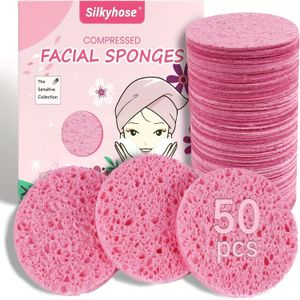 50-count Compressed Facial Sponges Cellulose Cosmetic Spa Sponges For Cleansing Makeup And Mask Removal Exfoliating|light Beige Massage|pore Exfoliation