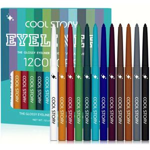 12-kleurig Regenboog Matte Waterdichte Eyeliner Set, Professionele Ultra Langdurige Crème Gel Eyeliner Kleur Neon Wit Zwart Rood Groen Eyeliner Cadeau Cosmetica voor Vrouwen