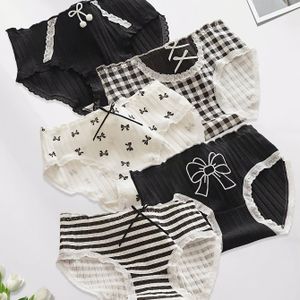 5 stuks dames ondergoed meisjes bedrukte schattige driehoekige slips seamless onderbroeken vrouwen strik ondergoed
