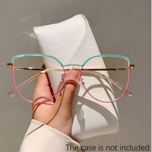 1 stuk Dames Volledige Montuur Kattenoogvorm Bril Stijlvolle Kleurcombinatie Frame Verfijnd Roze Brillen Uniek Uitgesneden Ontwerp Luxe Herenbrillen