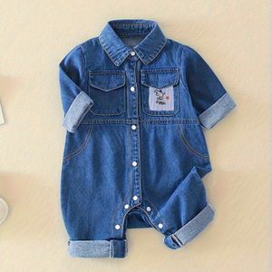 Korte Mouwen Jumpsuit - Snap-Fit Romper met Borstzak, Zacht Blauw Uiterlijk (Geen Droger), Handwasbare Outfit voor 0-6 Maanden, Unisex Kleding, Perfect Buitenshuis