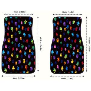 Colorful Animal Paw Print Pattern Printed Car Floor Mats, Universal Front And Back Full Set Car Floor Protectors